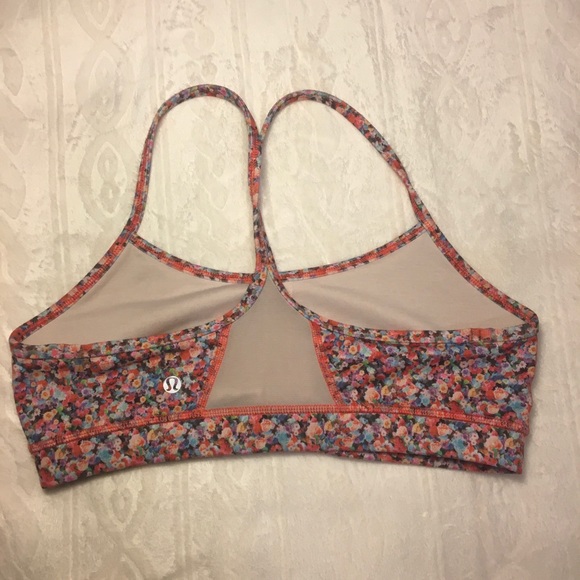LuluLemon Floral Sports Bra with Mesh Panel Back - Picture 2 of 3